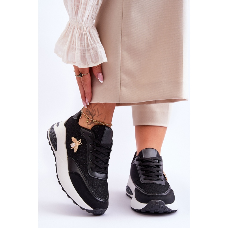 PS1 Chaussures de sport brillantes avec décoration Seneca noire 1