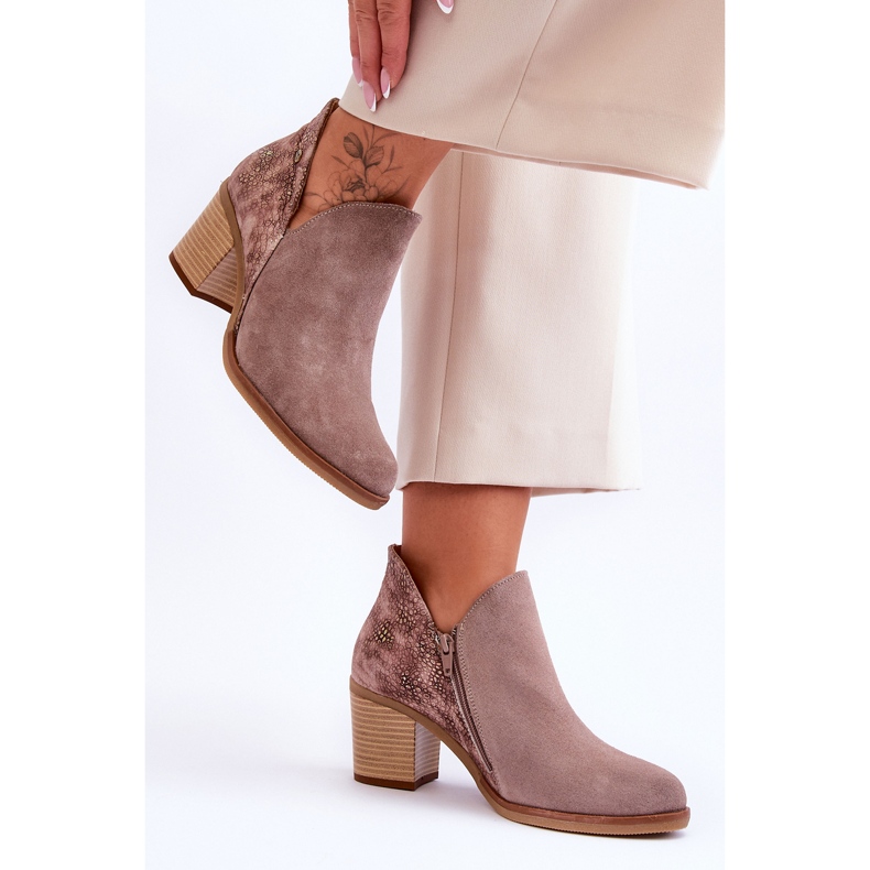Bottes à Talon en Cuir pour Femme Maciejka 04492-14 Beige Foncé 2