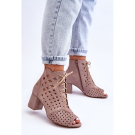 Bottine Daim Motif Ajouré Maciejka 05966-10 Beige Foncé 2