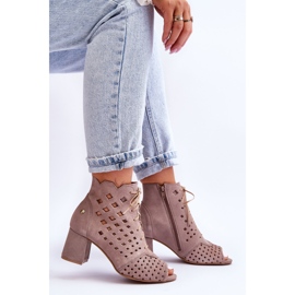 Bottine Daim Motif Ajouré Maciejka 05966-10 Beige Foncé 6