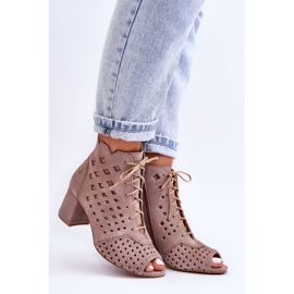 Bottine Daim Motif Ajouré Maciejka 05966-10 Beige Foncé 8