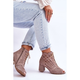 Bottine Daim Motif Ajouré Maciejka 05966-10 Beige Foncé 7