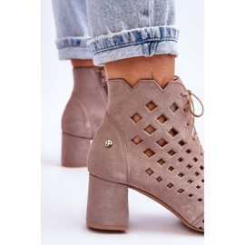 Bottine Daim Motif Ajouré Maciejka 05966-10 Beige Foncé 4