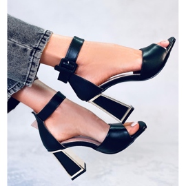 Tamara Sandales à talons géométriques noires 1