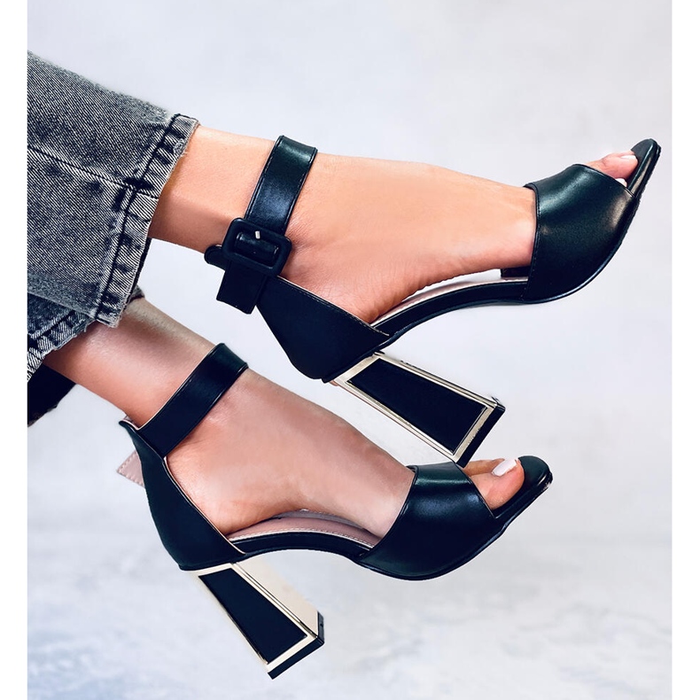 Tamara Sandales à talons géométriques noires 1