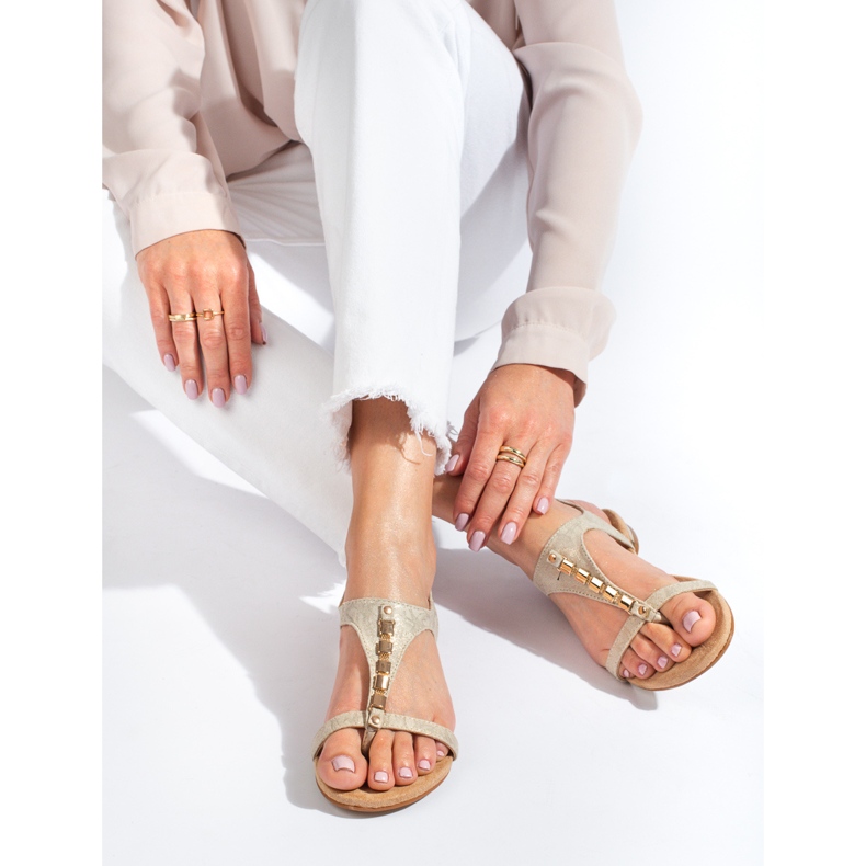 Sandales plates Shelovet dorées 1