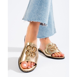 Claquettes femme dorées à ornements Shelovet 2