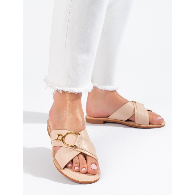 Chaussons femme beiges Shelovet 1