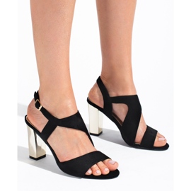 Sandales à talons en daim noires de Shelovet le noir 1