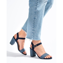 Sandales Shelovet bleu marine pour femme avec talon décoratif 1