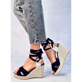 Espadrilles noires sur un coin tressé noir M319P Noir le noir 3