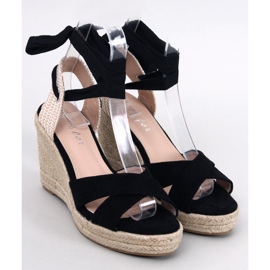Espadrilles noires sur un coin tressé noir M319P Noir le noir 1