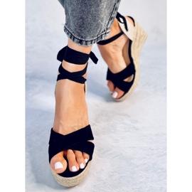 Espadrilles noires sur un coin tressé noir M319P Noir le noir 2