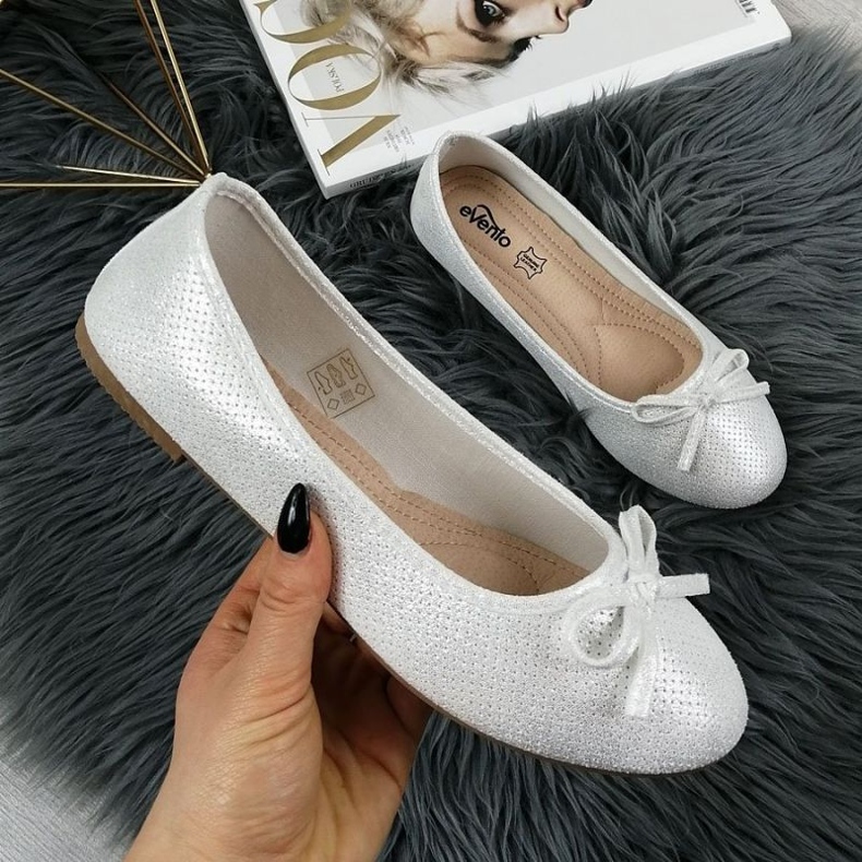 Ballerines à nœud eVento W 1136 blanc argent 1
