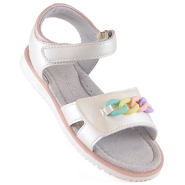 Sandales velcro avec chaîne Miss Jr EVE426 beige 1