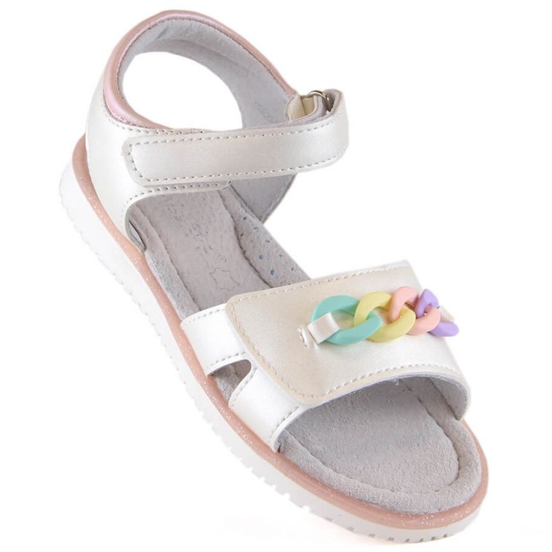 Sandales velcro avec chaîne Miss Jr EVE426 beige 1