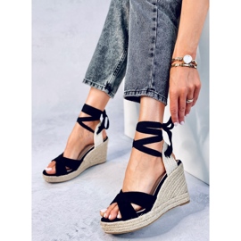 Espadrilles noires sur un coin tressé noir M319P Noir le noir 4