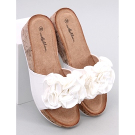 BM Sandales compensées à fleurs de Peluso White blanche 1