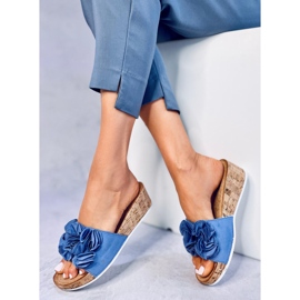 BM Sandales compensées à fleurs Peluso Bleu 2