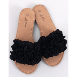 Pantoufles à fleurs noires Corey le noir 1