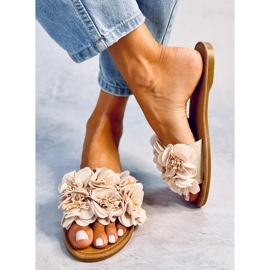 Pantoufles à fleurs Corey Beige 4