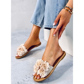 Pantoufles à fleurs Corey Beige 5