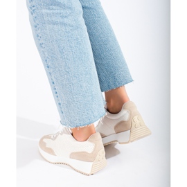 TRENDI Chaussures de sport décontractées sur la plate-forme beige blanc gris 2