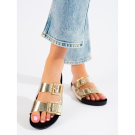 Goodin Chaussons dorés à boucles décoratives 2