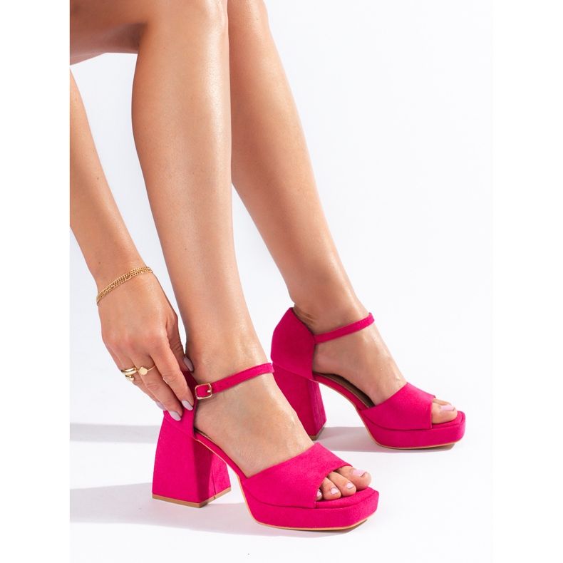 Sandales à talon en daim rose Vinceza 1