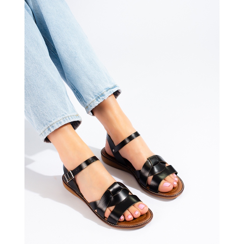 W. Potocki Sandales cuir femme Potocki noir 1