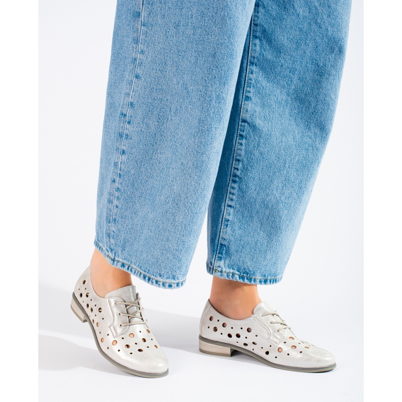 W. Potocki Chaussures à lacets femme ajourées Potocki argent 1