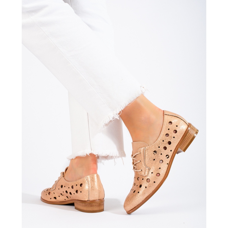 W. Potocki Chaussures à lacets femme ajourées Potocki beige 1