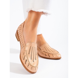SHELOVET Chaussures femme dorées ajourées Potocki beige 1