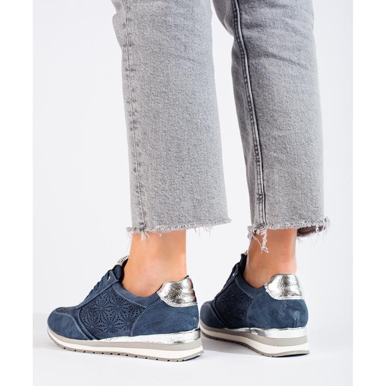 Baskets compensées Shelovet bleu marine en cuir, femmes 1 Baskets compensées Shelovet bleu marine en cuir, femmes 1