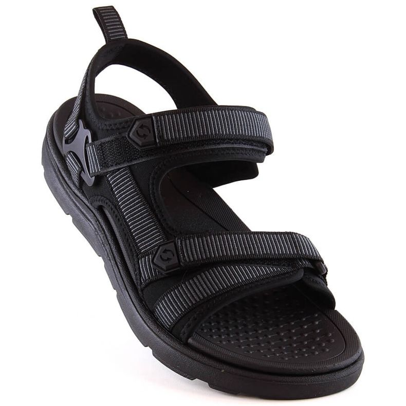 Sandales de sport pour hommes noires avec velcro News 23MN11-5623 le noir 1