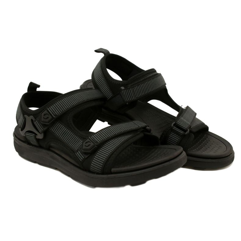 Sandales de sport pour hommes noires avec velcro News 23MN11-5623 le noir 6