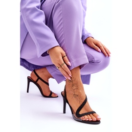 Slip des femmes-dans les sandales à thèmes élevées noir brillant 6