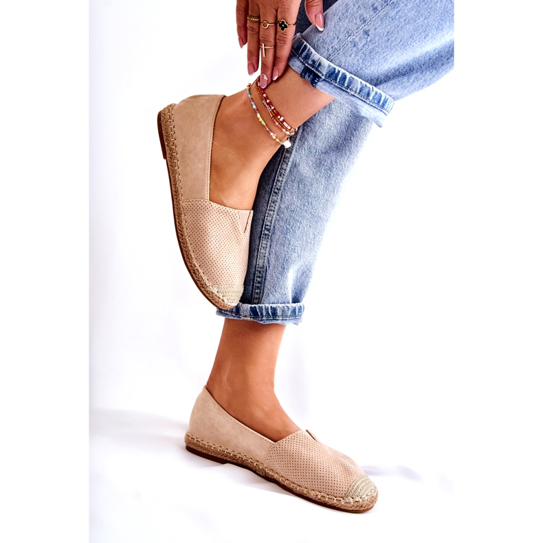 PG1 Espadrilles en daim à enfiler pour femmes Beige Corry 5