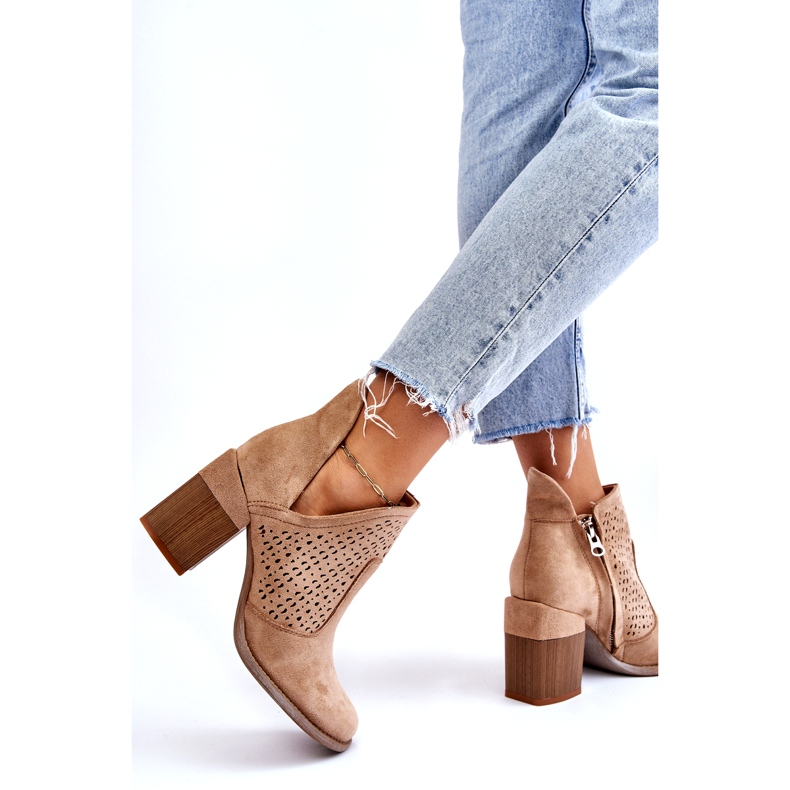 Bella Paris Bottes découpées en daim beige Layne 5