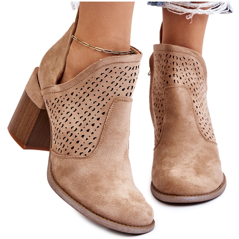 Bella Paris Bottes découpées en daim beige Layne 6