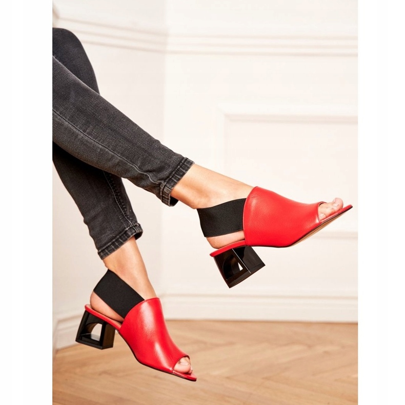 Sandales Pour Femmes Sur Un Talon Haut Laura Messi Cuir Rouge Grehno 1919 2