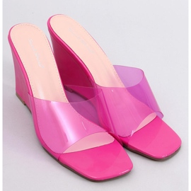 BM Claquettes Compensées Transparentes Rocks Fuchsia rose 1