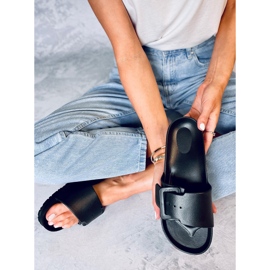 Claquettes Romero en caoutchouc noir avec boucle le noir 5