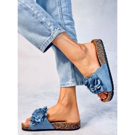 BM Chaussons en liège à fleurs Fowley Bleu 5