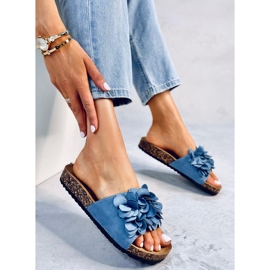 BM Chaussons en liège à fleurs Fowley Bleu 2