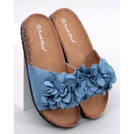 BM Chaussons en liège à fleurs Fowley Bleu 1