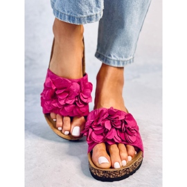 BM Chaussons en liège à fleurs Fowley Fuchsia Peach rose 2