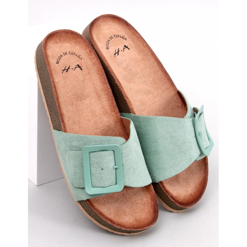 Claquettes à boucle vert foncé 1