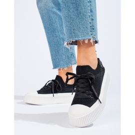 Baskets noires à plateforme ajourée Shelovet le noir 2