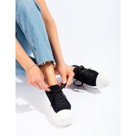 Baskets noires à plateforme ajourée Shelovet le noir 1